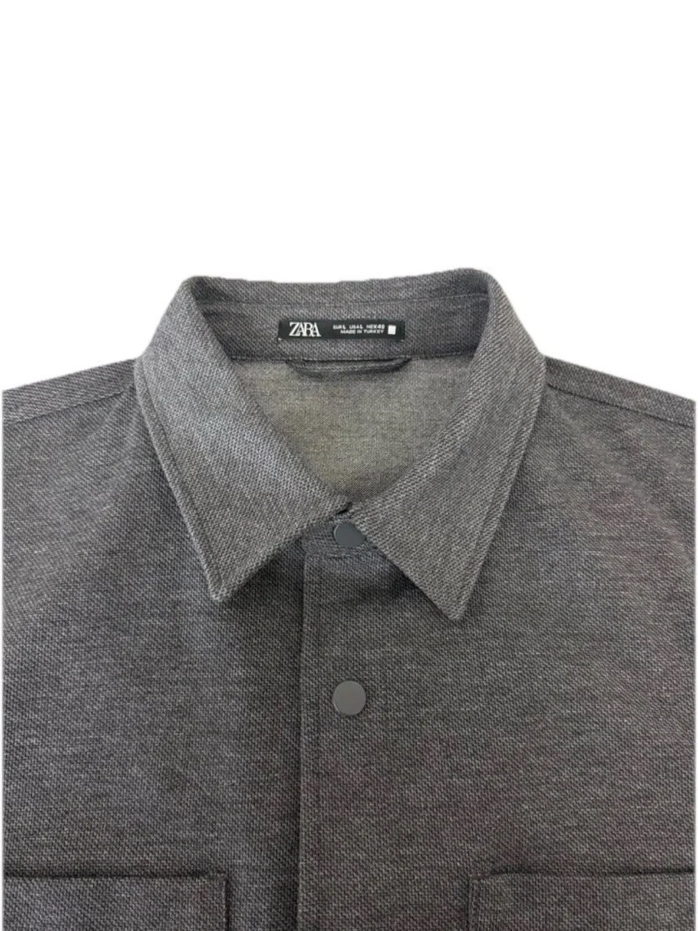 Zara Men’s Dark Grey Casual Button-Down Shirt Jacket